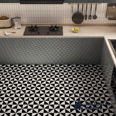 Moroccan Wall & Floor Tile TL 00225 B Pattern 2 Monochrome Box 1 ft x 1 ft Matte Finish Ceramic Tile - 9 mm | Suitable For Kitchen, Bathroom, Dining Area | Please Expect a Slight Variation of Pattern