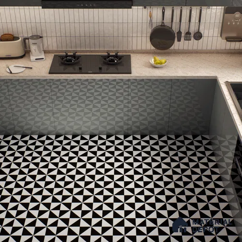Moroccan Wall & Floor Tile TL 00225 B Pattern 2 Monochrome Box 1 ft x 1 ft Matte Finish Ceramic Tile - 9 mm | Suitable For Kitchen, Bathroom, Dining Area | Please Expect a Slight Variation of Pattern
