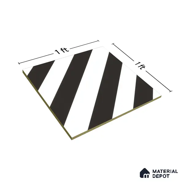 Moroccan Wall & Floor Tile TL 00225 C Pattern 3 Monochrome Straight 1 ft x 1 ft Matte Finish Ceramic Tile - 9 mm | Suitable For Kitchen, Bathroom, Dining Area | Please Expect a Slight Variation of Pattern