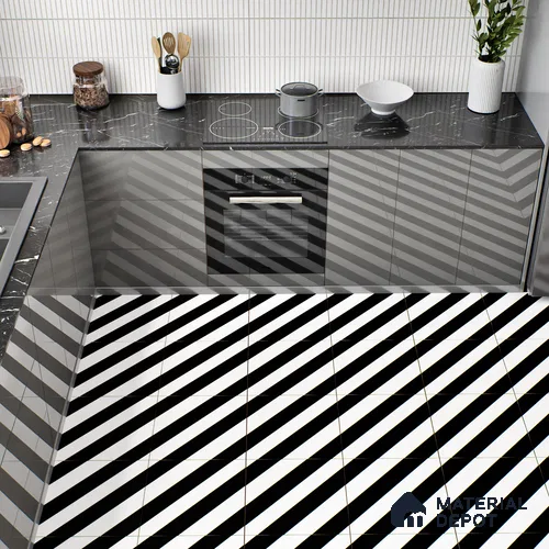 Moroccan Wall & Floor Tile TL 00225 C Pattern 3 Monochrome Straight 1 ft x 1 ft Matte Finish Ceramic Tile - 9 mm | Suitable For Kitchen, Bathroom, Dining Area | Please Expect a Slight Variation of Pattern