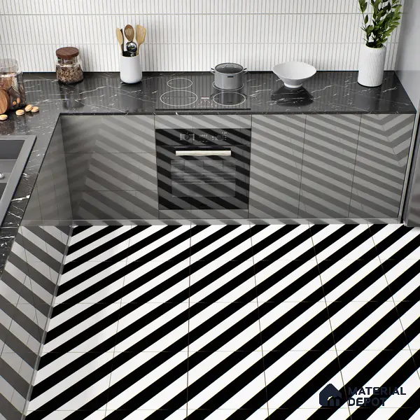 Moroccan Wall & Floor Tile TL 00225 C Pattern 3 Monochrome Straight 1 ft x 1 ft Matte Finish Ceramic Tile - 9 mm | Suitable For Kitchen, Bathroom, Dining Area | Please Expect a Slight Variation of Pattern