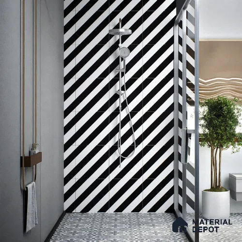 Moroccan Wall & Floor Tile TL 00225 C Pattern 3 Monochrome Straight 1 ft x 1 ft Matte Finish Ceramic Tile - 9 mm | Suitable For Kitchen, Bathroom, Dining Area | Please Expect a Slight Variation of Pattern