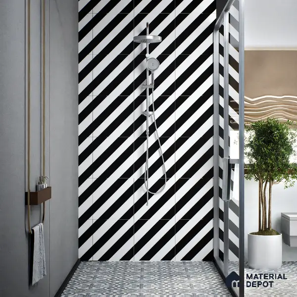 Moroccan Wall & Floor Tile TL 00225 C Pattern 3 Monochrome Straight 1 ft x 1 ft Matte Finish Ceramic Tile - 9 mm | Suitable For Kitchen, Bathroom, Dining Area | Please Expect a Slight Variation of Pattern