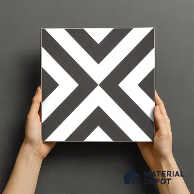 Moroccan Wall & Floor Tile TL 00225 A Pattern 1 Monochrome Cross 1 ft x 1 ft Matte Finish Ceramic Tile - 9 mm | Suitable For Kitchen, Bathroom, Dining Area | Please Expect a Slight Variation of Pattern