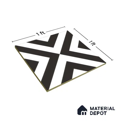 Moroccan Wall & Floor Tile TL 00225 A Pattern 1 Monochrome Cross 1 ft x 1 ft Matte Finish Ceramic Tile - 9 mm | Suitable For Kitchen, Bathroom, Dining Area | Please Expect a Slight Variation of Pattern