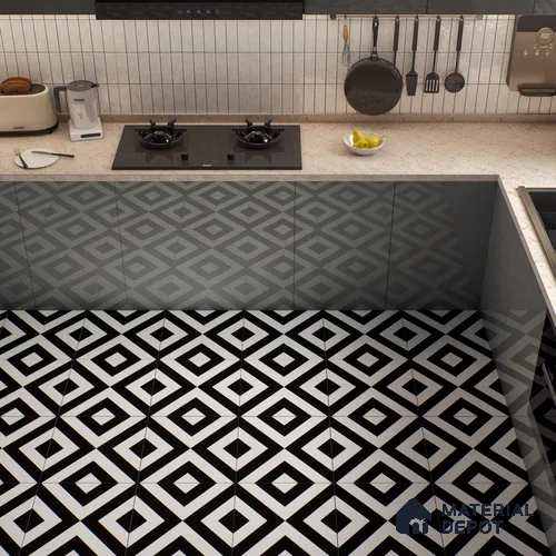Moroccan Wall & Floor Tile TL 00225 A Pattern 1 Monochrome Cross 1 ft x 1 ft Matte Finish Ceramic Tile - 9 mm | Suitable For Kitchen, Bathroom, Dining Area | Please Expect a Slight Variation of Pattern