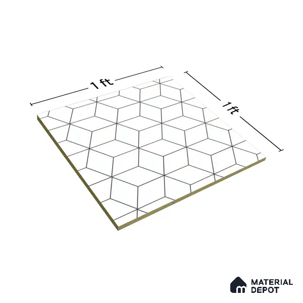 Moroccan Wall & Floor Tile TL 00226 White 1 ft x 1 ft Matte Finish Ceramic Tile - 9 mm | Suitable For Kitchen, Bathroom, Dining Area | Please Expect a Slight Variation of Pattern