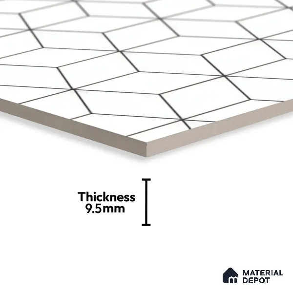 Moroccan Wall & Floor Tile TL 00226 White 1 ft x 1 ft Matte Finish Ceramic Tile - 9 mm | Suitable For Kitchen, Bathroom, Dining Area | Please Expect a Slight Variation of Pattern