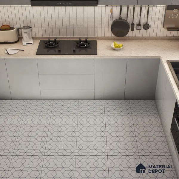 Moroccan Wall & Floor Tile TL 00226 White 1 ft x 1 ft Matte Finish Ceramic Tile - 9 mm | Suitable For Kitchen, Bathroom, Dining Area | Please Expect a Slight Variation of Pattern