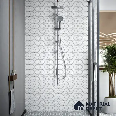 Moroccan Wall & Floor Tile TL 00226 White 1 ft x 1 ft Matte Finish Ceramic Tile - 9 mm | Suitable For Kitchen, Bathroom, Dining Area | Please Expect a Slight Variation of Pattern