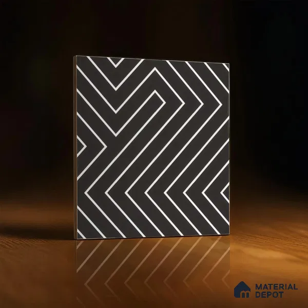 Moroccan Wall & Floor Tile TL 00227 B Black 1 ft x 1 ft Matte Finish Ceramic Tile - 9 mm | Suitable For Kitchen, Bathroom, Dining Area | Please Expect a Slight Variation of Pattern