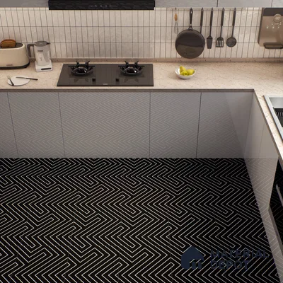 Moroccan Wall & Floor Tile TL 00227 B Black 1 ft x 1 ft Matte Finish Ceramic Tile - 9 mm | Suitable For Kitchen, Bathroom, Dining Area | Please Expect a Slight Variation of Pattern