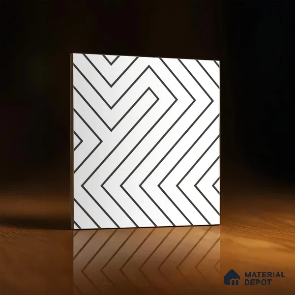 Moroccan Wall & Floor Tile TL 00227 A White 1 ft x 1 ft Matte Finish Ceramic Tile - 9 mm | Suitable For Kitchen, Bathroom, Dining Area | Please Expect a Slight Variation of Pattern