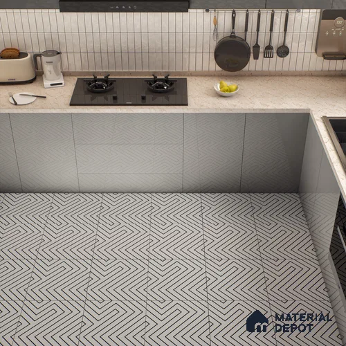 Moroccan Wall & Floor Tile TL 00227 A White 1 ft x 1 ft Matte Finish Ceramic Tile - 9 mm | Suitable For Kitchen, Bathroom, Dining Area | Please Expect a Slight Variation of Pattern