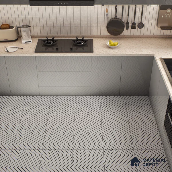 Moroccan Wall & Floor Tile TL 00227 A White 1 ft x 1 ft Matte Finish Ceramic Tile - 9 mm | Suitable For Kitchen, Bathroom, Dining Area | Please Expect a Slight Variation of Pattern