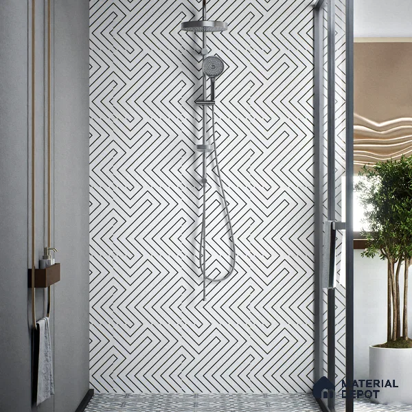 Moroccan Wall & Floor Tile TL 00227 A White 1 ft x 1 ft Matte Finish Ceramic Tile - 9 mm | Suitable For Kitchen, Bathroom, Dining Area | Please Expect a Slight Variation of Pattern