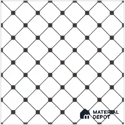 Moroccan Wall & Floor Tile TL 00228 Black & White 1 ft x 1 ft Matte Finish Ceramic Tile - 9 mm | Suitable For Kitchen, Bathroom, Dining Area | Please Expect a Slight Variation of Pattern