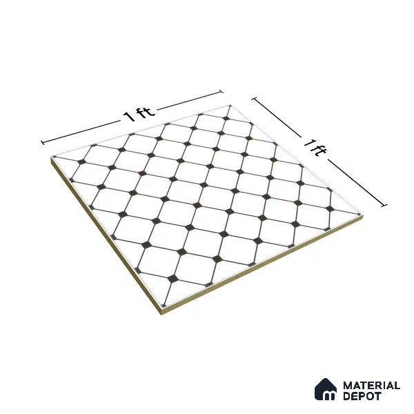 Moroccan Wall & Floor Tile TL 00228 Black & White 1 ft x 1 ft Matte Finish Ceramic Tile - 9 mm | Suitable For Kitchen, Bathroom, Dining Area | Please Expect a Slight Variation of Pattern