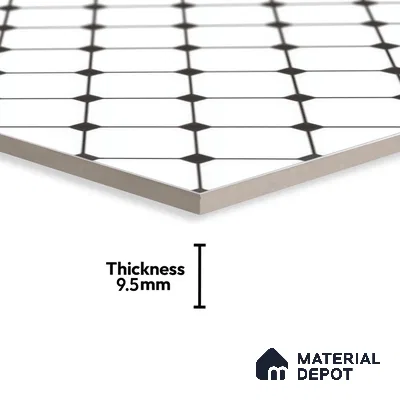 Moroccan Wall & Floor Tile TL 00228 Black & White 1 ft x 1 ft Matte Finish Ceramic Tile - 9 mm | Suitable For Kitchen, Bathroom, Dining Area | Please Expect a Slight Variation of Pattern