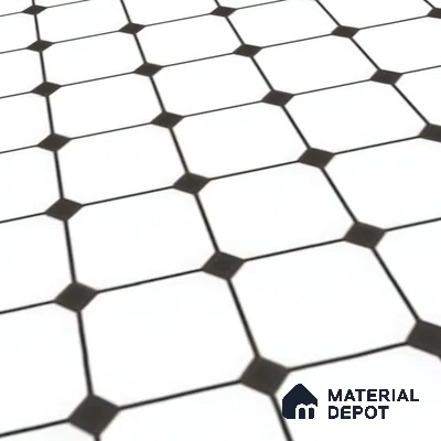 Moroccan Wall & Floor Tile TL 00228 Black & White 1 ft x 1 ft Matte Finish Ceramic Tile - 9 mm | Suitable For Kitchen, Bathroom, Dining Area | Please Expect a Slight Variation of Pattern