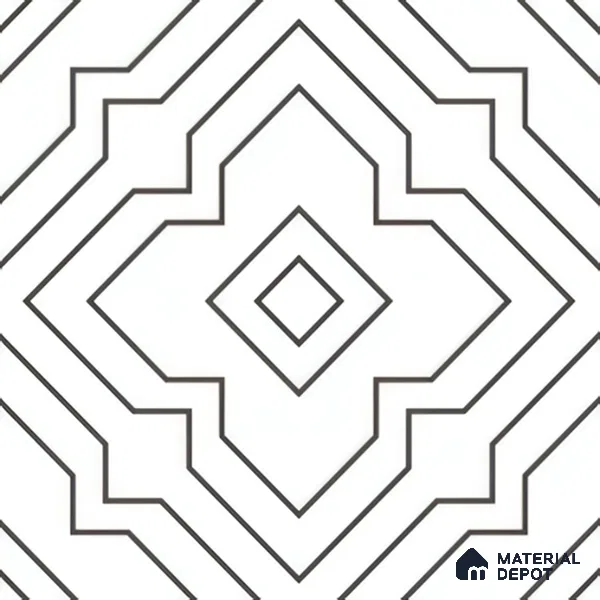 Moroccan Wall & Floor Tile TL 00229 Black & White 1 ft x 1 ft Matte Finish Ceramic Tile - 9 mm | Suitable For Kitchen, Bathroom, Dining Area | Please Expect a Slight Variation of Pattern