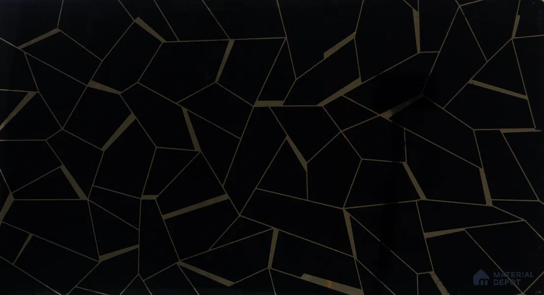 Glass Highlighter Wall Tile TL 00262 B Golden Fracture 2 ft x 1 ft Glossy Finish Ceramic Tile - 9 mm | Suitable For Kitchen, Bathroom & Accent/Feature Wall