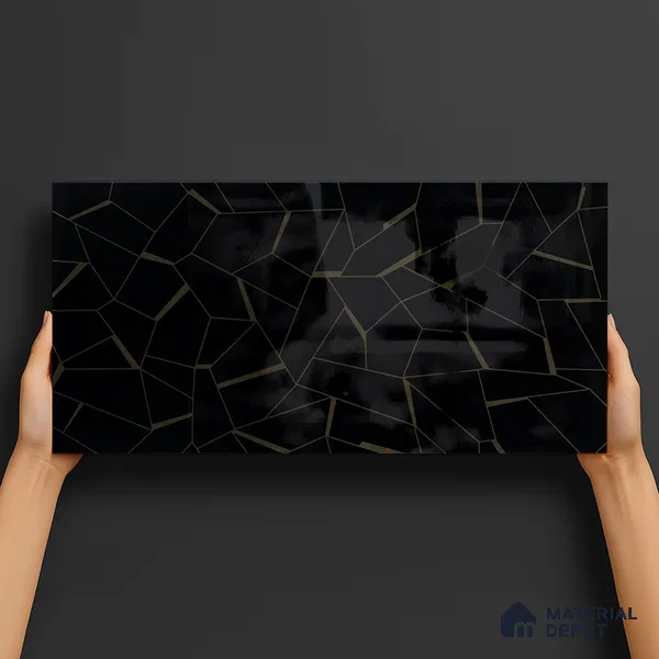 Glass Highlighter Wall Tile TL 00262 B Golden Fracture 2 ft x 1 ft Glossy Finish Ceramic Tile - 9 mm | Suitable For Kitchen, Bathroom & Accent/Feature Wall