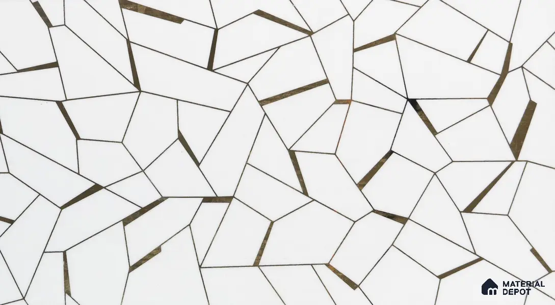 Glass Highligter Wall Tile TL 00262 A White Shatter 2 ft x 1 ft Glossy Finish Ceramic Tile - 9 mm | Suitable For Bathroom, Kitchen Backsplashes