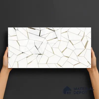Glass Highligter Wall Tile TL 00262 A White Shatter 2 ft x 1 ft Glossy Finish Ceramic Tile - 9 mm | Suitable For Bathroom, Kitchen Backsplashes
