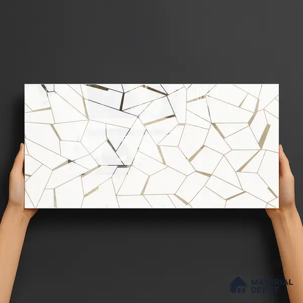 Glass Highligter Wall Tile TL 00262 A White Shatter 2 ft x 1 ft Glossy Finish Ceramic Tile - 9 mm | Suitable For Bathroom, Kitchen Backsplashes