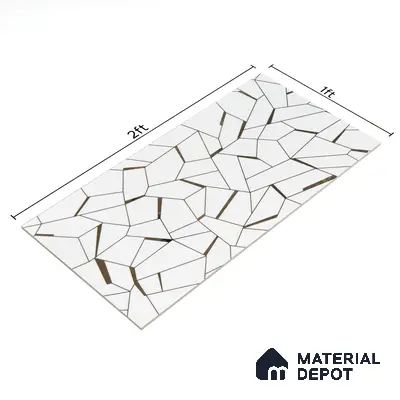 Glass Highligter Wall Tile TL 00262 A White Shatter 2 ft x 1 ft Glossy Finish Ceramic Tile - 9 mm | Suitable For Bathroom, Kitchen Backsplashes