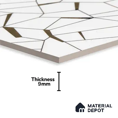 Glass Highligter Wall Tile TL 00262 A White Shatter 2 ft x 1 ft Glossy Finish Ceramic Tile - 9 mm | Suitable For Bathroom, Kitchen Backsplashes