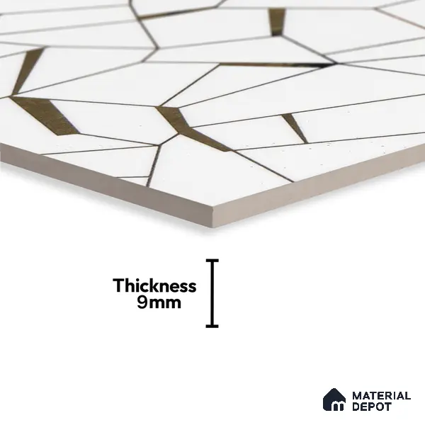 Glass Highligter Wall Tile TL 00262 A White Shatter 2 ft x 1 ft Glossy Finish Ceramic Tile - 9 mm | Suitable For Bathroom, Kitchen Backsplashes