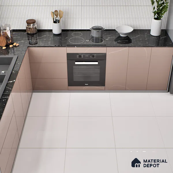 TL 02923 White 2 ft x 2 ft Glossy Finish Vitrified Floor & Wall Tile - 9.5 mm