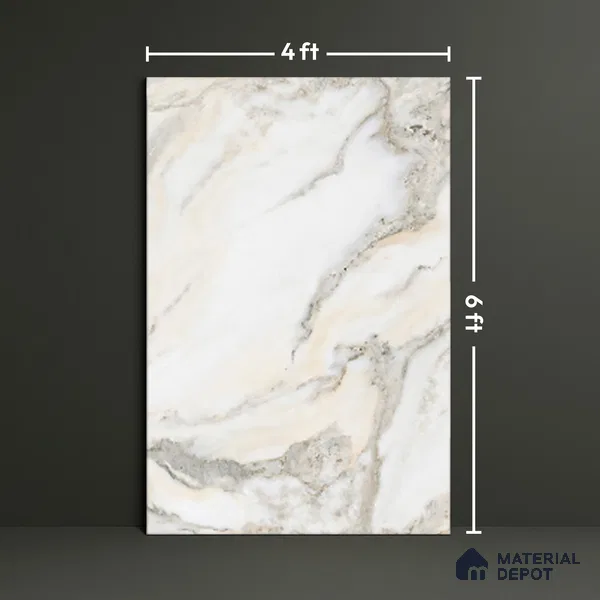 TL 00354 White 6 ft x 4 ft Matte Finish Endless Vitrified Wall & Floor Tile - 9 mm | Adhesive and Spacers Must be Used During Installation