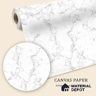 White and Grey Marble Design Wallpaper for Rooms Indrani Series Canvas Marble Design (Customised Size Wallpaper )