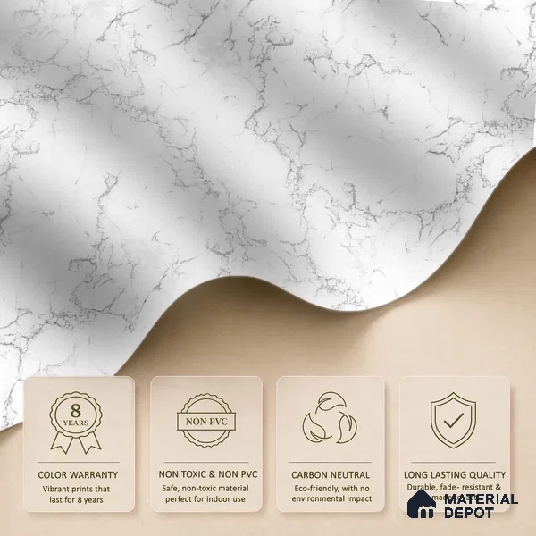 White and Grey Marble Design Wallpaper for Rooms Indrani Series Canvas Marble Design (Customised Size Wallpaper )