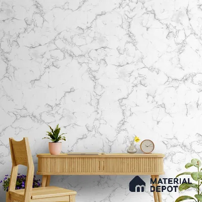 White and Grey Marble Design Wallpaper for Rooms Indrani Series Canvas Marble Design (Customised Size Wallpaper )