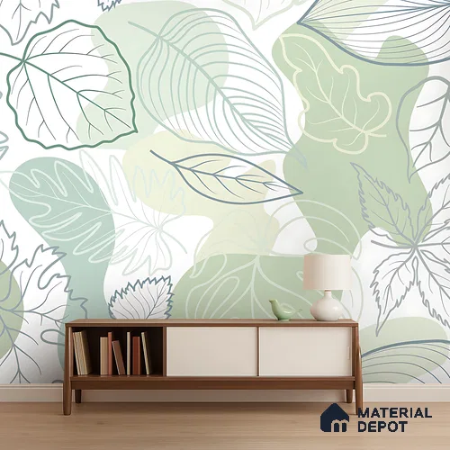 Botanical Overlay Bold Garden Motif | WP 04134 Canvas Texture Finish Tropical Style luxurious Customized size Wallpaper | 250 GSM WP01CNF Paper | (MOQ = 30 Sq. Ft.)