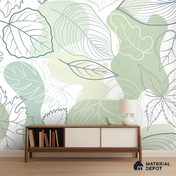 Botanical Overlay Bold Garden Motif | WP 04134 B Non Woven Matte Finish Tropical Style Premium Customized size Wallpaper | 150 GSM WP01MTF Paper | (MOQ = 30 Sq. Ft.)