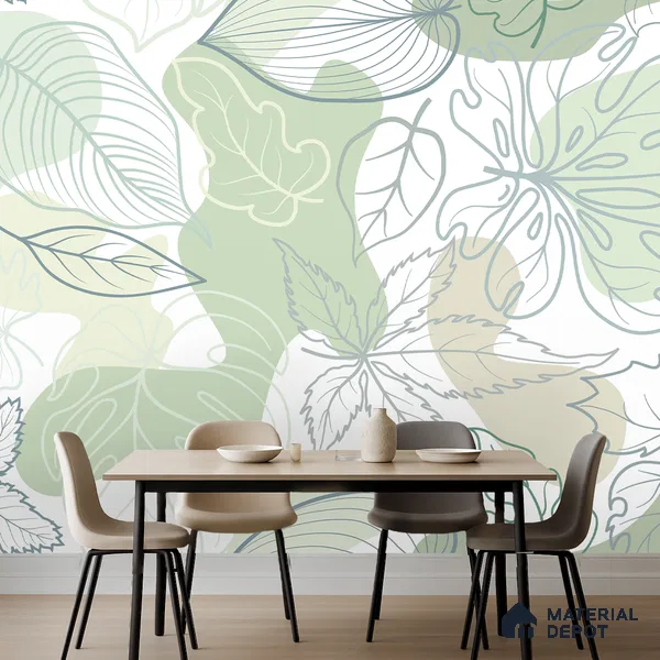 Botanical Overlay Bold Garden Motif | WP 04134 B Non Woven Matte Finish Tropical Style Premium Customized size Wallpaper | 150 GSM WP01MTF Paper | (MOQ = 30 Sq. Ft.)