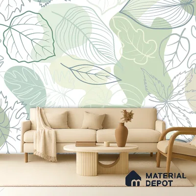 Botanical Overlay Bold Garden Motif | WP 04134 B Non Woven Matte Finish Tropical Style Premium Customized size Wallpaper | 150 GSM WP01MTF Paper | (MOQ = 30 Sq. Ft.)