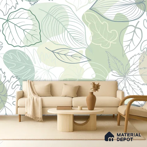 Botanical Overlay Bold Garden Motif | WP 04134 B Non Woven Matte Finish Tropical Style Premium Customized size Wallpaper | 150 GSM WP01MTF Paper | (MOQ = 30 Sq. Ft.)