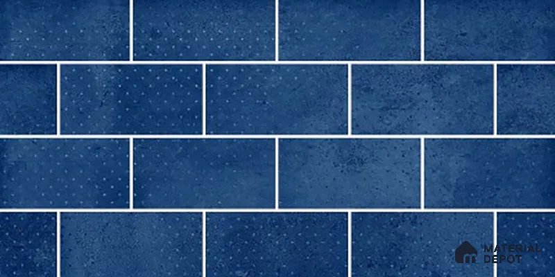 Brick Wall Tile TL 06570 D R Mood Dk Blue Bricks HL 2 ft x 1 ft Ceramic Glossy Finish - 8 mm | Suitable for Living Room, Kitchen & Bathroom (Sample)