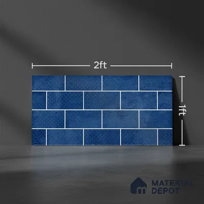 Brick Wall Tile TL 06570 D R Mood Dk Blue Bricks HL 2 ft x 1 ft Ceramic Glossy Finish - 8 mm | Suitable for Living Room, Kitchen & Bathroom (Sample)