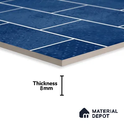 Brick Wall Tile TL 06570 D R Mood Dk Blue Bricks HL 2 ft x 1 ft Ceramic Glossy Finish - 8 mm | Suitable for Living Room, Kitchen & Bathroom (Sample)