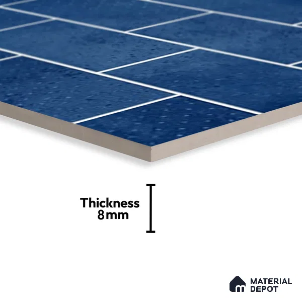 Brick Wall Tile TL 06570 D R Mood Dk Blue Bricks HL 2 ft x 1 ft Ceramic Glossy Finish - 8 mm | Suitable for Living Room, Kitchen & Bathroom (Sample)