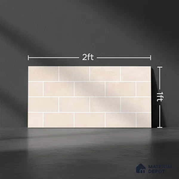 Faux Subway Wall Tile TL 06570 E Mood Off White Brick HL 2 ft x 1 ft Ceramic Glossy Finish - 8 mm | Suitable for Kitchen, Bathroom, Dining Area | Please Expect a Slight Variation of Pattern