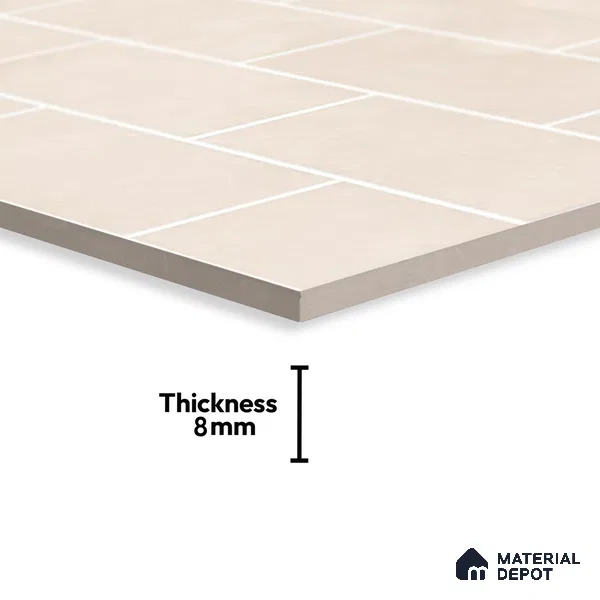 Faux Subway Wall Tile TL 06570 E Mood Off White Brick HL 2 ft x 1 ft Ceramic Glossy Finish - 8 mm | Suitable for Kitchen, Bathroom, Dining Area | Please Expect a Slight Variation of Pattern