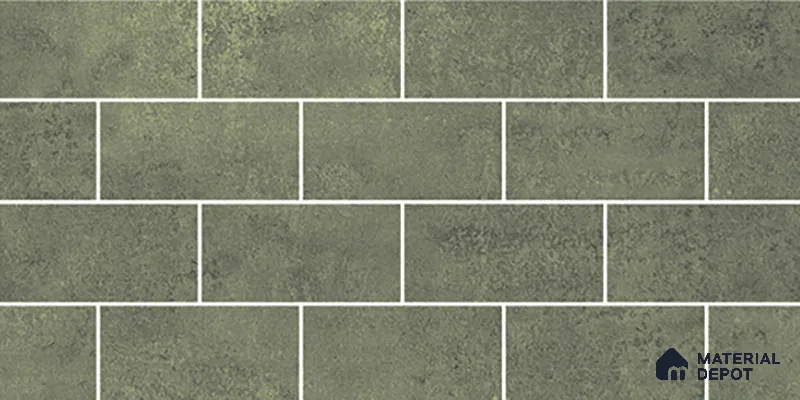 Faux Subway Wall Tile TL 06570 F R Mood Green Bricks HL 2 ft x 1 ft Ceramic Glossy Finish - 8 mm | Suitable for Kitchen, Bathroom & Balcony Walls | Please Expect a Slight Variation of Pattern (Sample)